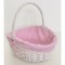 Cos impletit din nuiele cu toarta 41x32cm alb/roz
