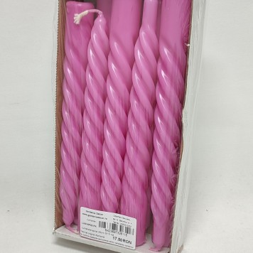 Lumanare spiral 20cm S/10 roz