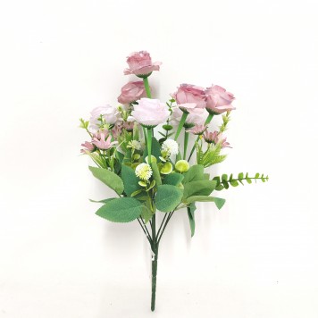 Buchet trandafiri cu eucalypt H:41cm nalba