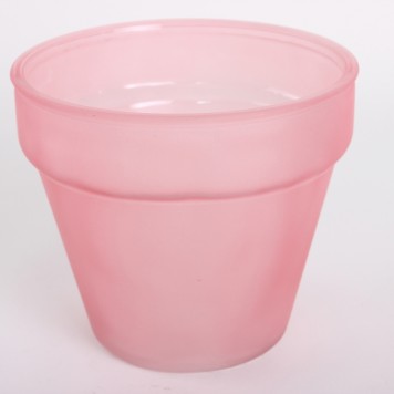 Bol din sticla rotund 15 x 13 cm roz